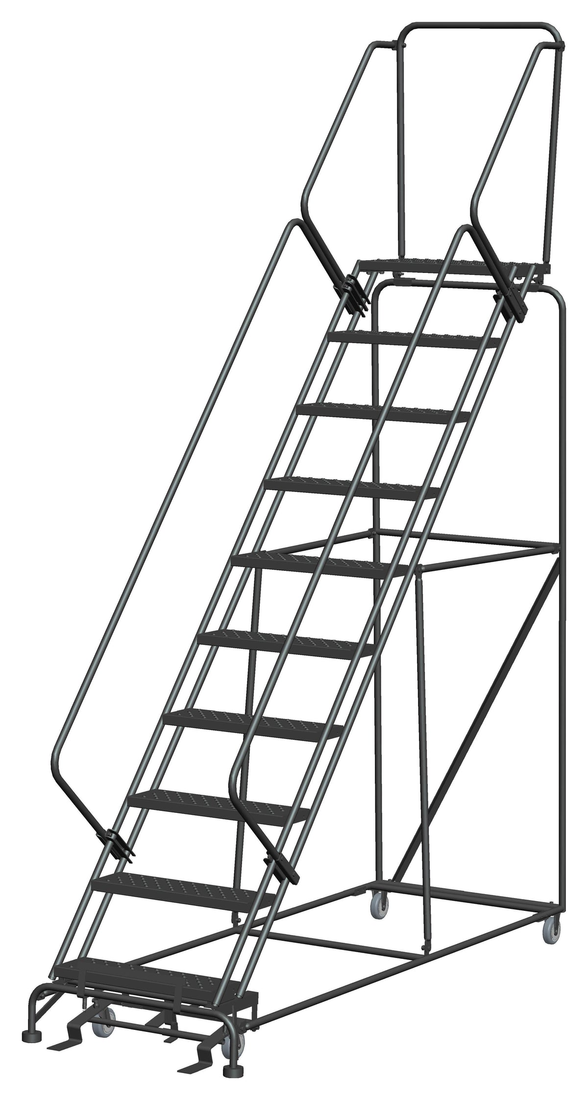 Walk In Ladder Rolling Ladder - 50° Slope Walk Down - 10 Step, Handrails - Ballymore ...