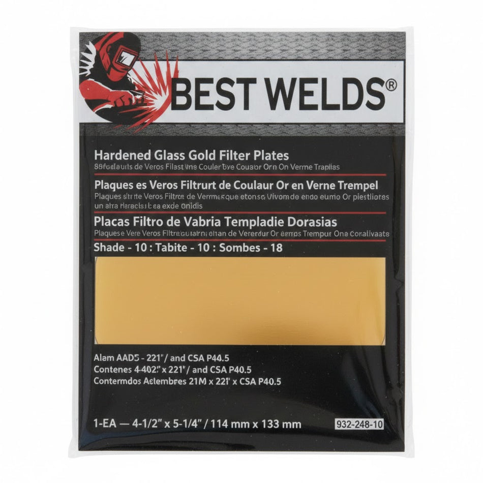Hardened Glass Gold Filter Plate 4-1/2 in x 5-1/4 in – Pack of 20 – Best Welds