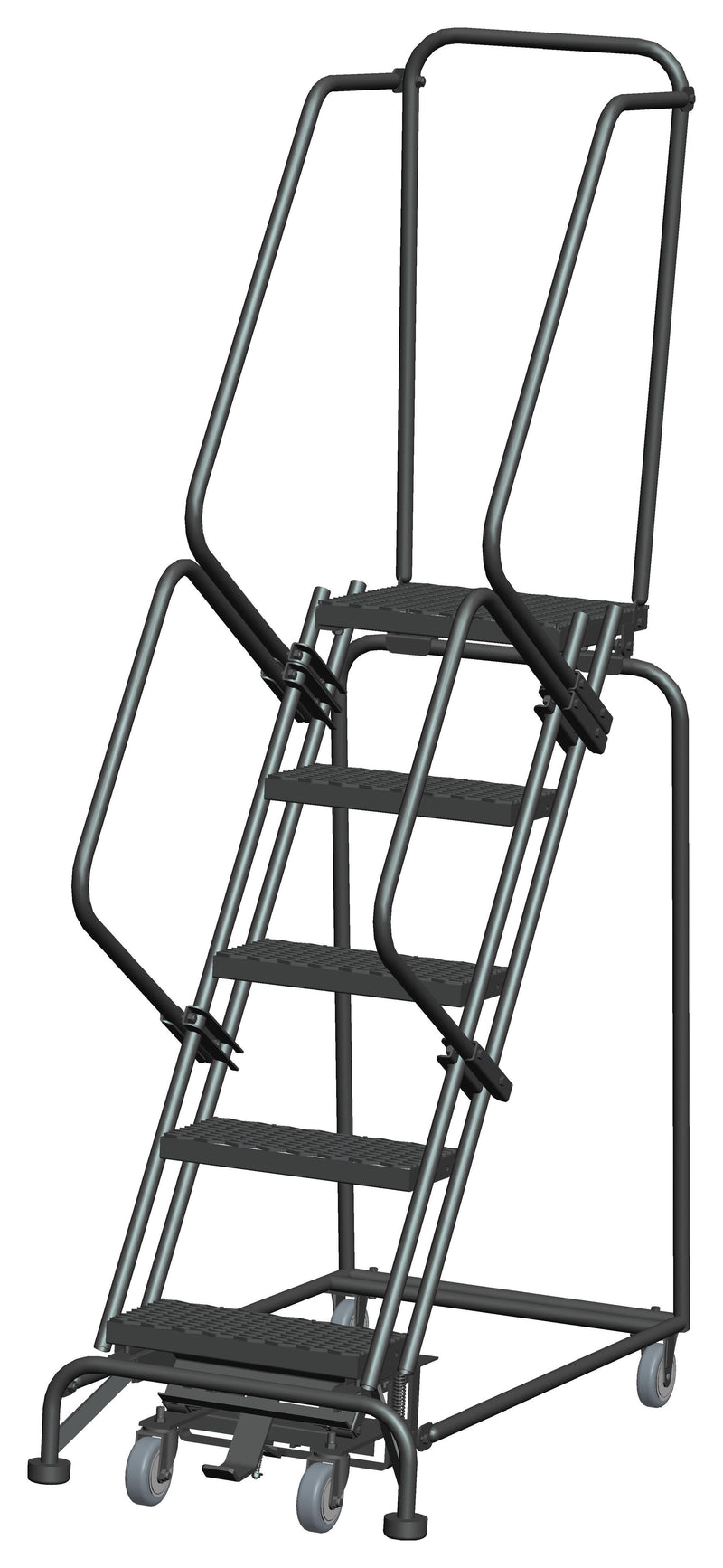 Rolling Ladder - Weight-Actuated - 5 Step, Handrails - Ballymore