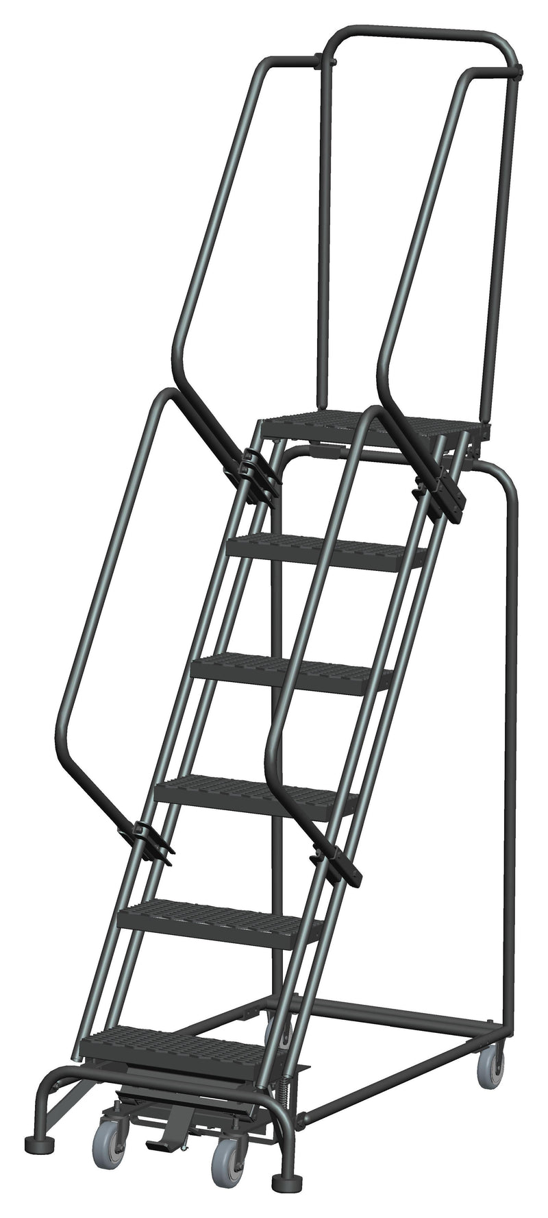 Rolling Ladder - Weight-Actuated - 6 Step, Handrails - Ballymore