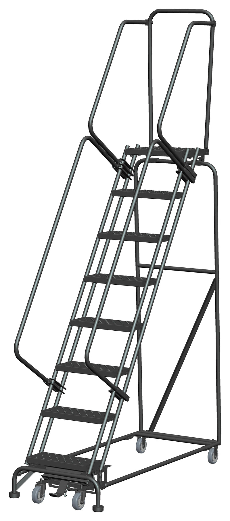 Rolling Ladder - Weight-Actuated - 8 Step, Handrails - Ballymore