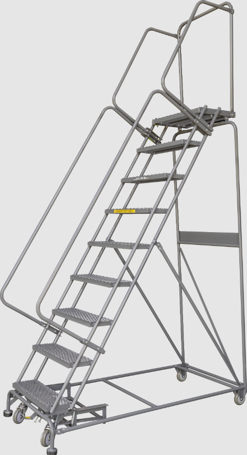 Rolling Ladder - Weight-Actuated - 9 Step, Handrails - Ballymore