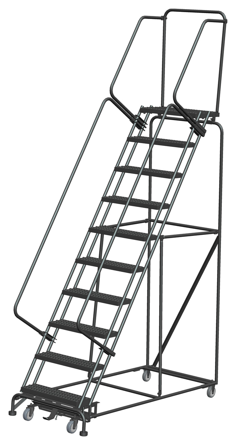 Rolling Ladder - Weight-Actuated - 10 Step, Handrails - Ballymore