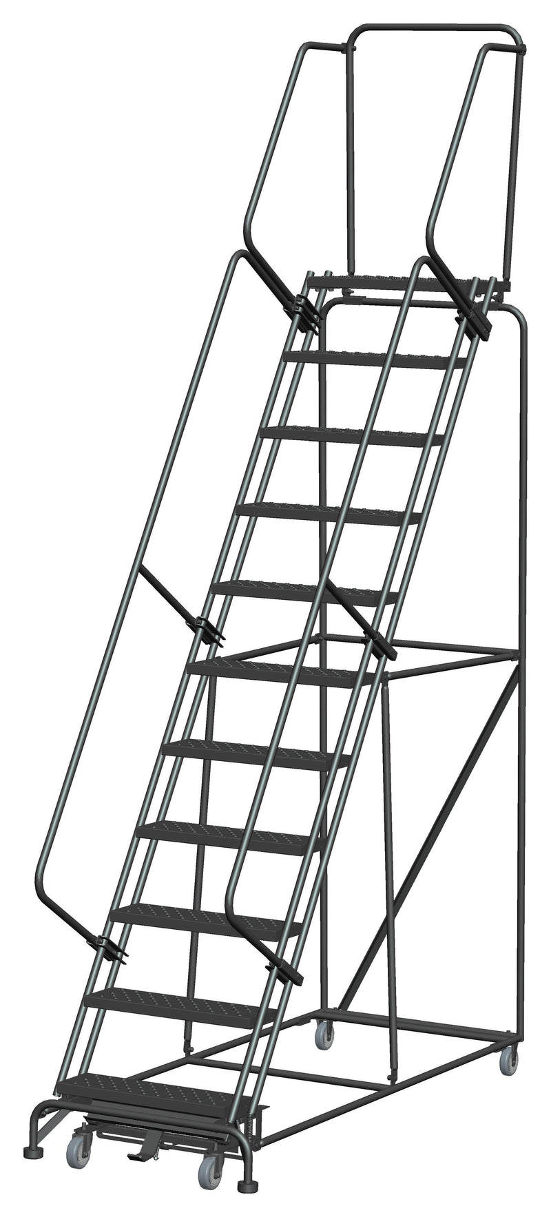 Rolling Ladder - Weight-Actuated - 11 Step, Handrails - Ballymore