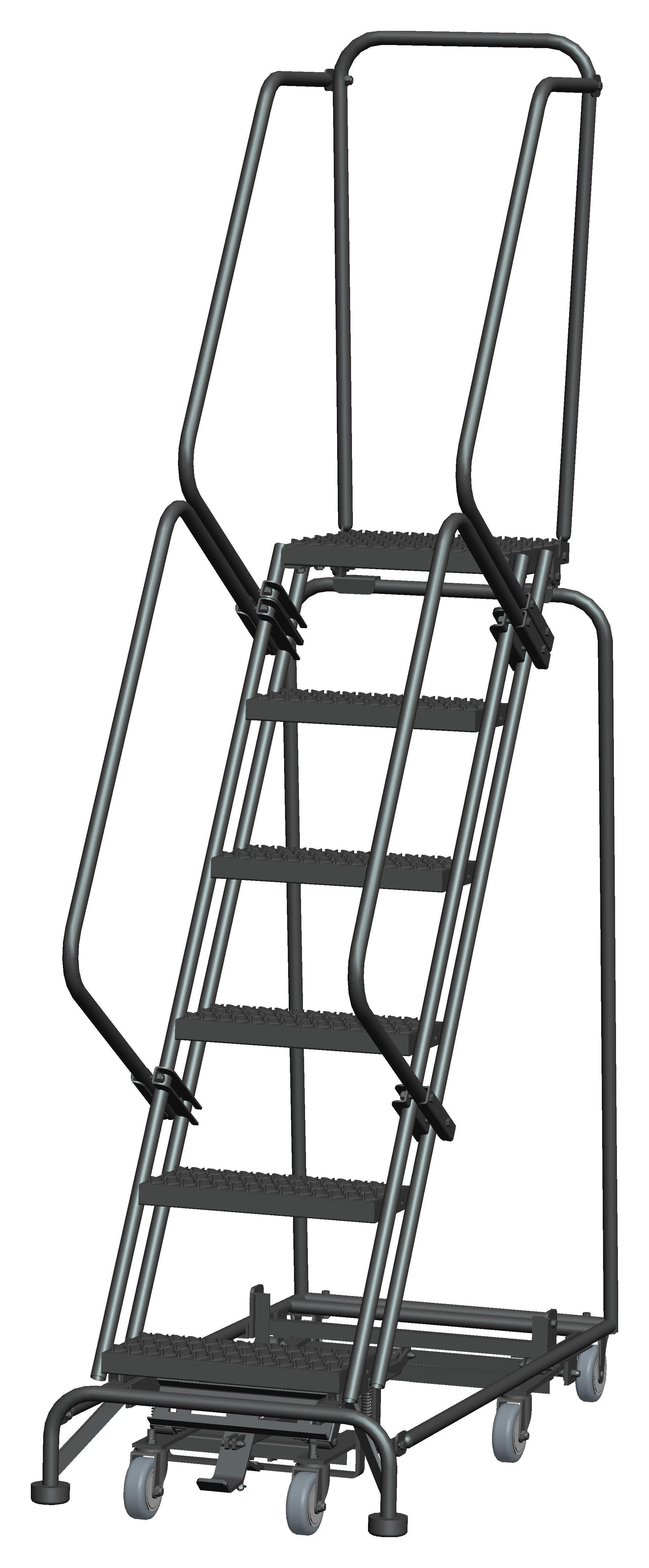 Rolling Ladder WeightActuated, All Direction 6 Step, Handrails