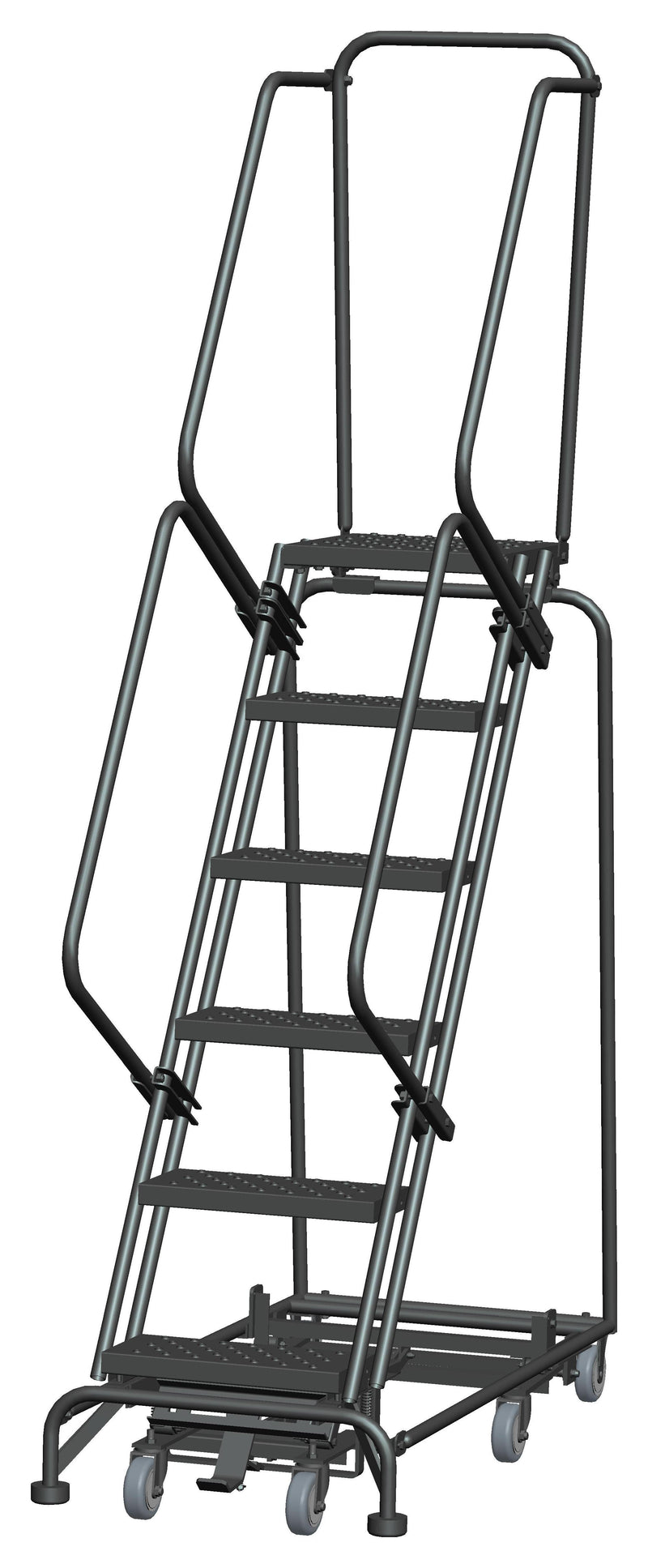 Rolling Ladder - Weight-Actuated, All Direction - 6 Step, Handrails - Ballymore