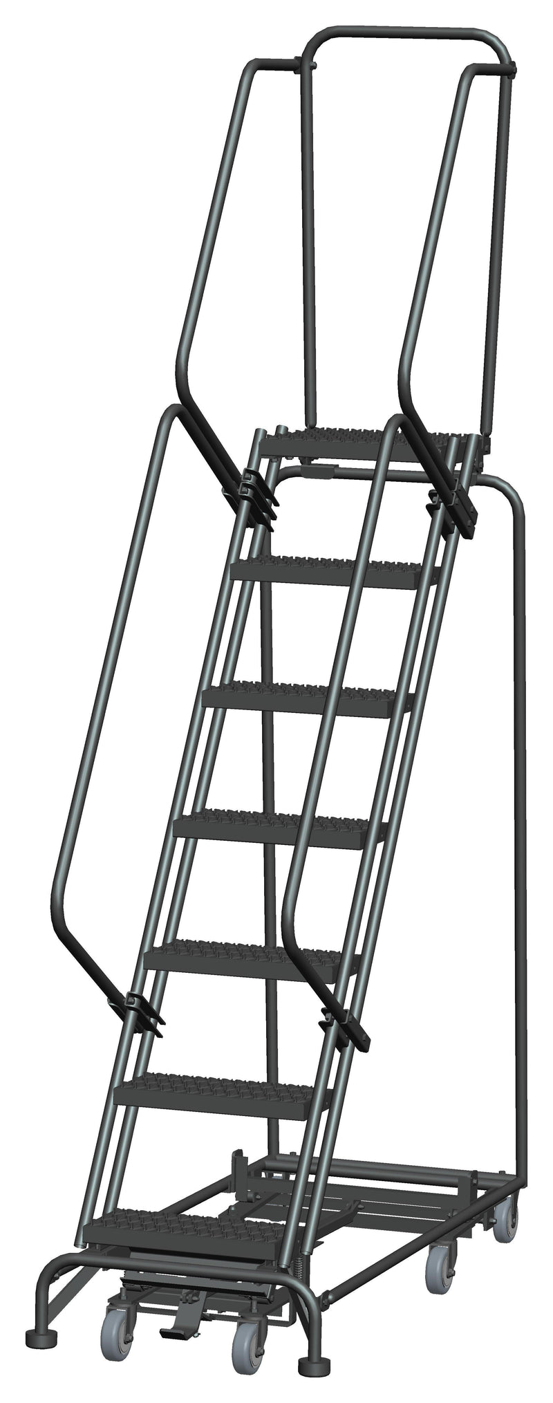 Rolling Ladder - Weight-Actuated, All Direction - 7 Step, Handrails - Ballymore