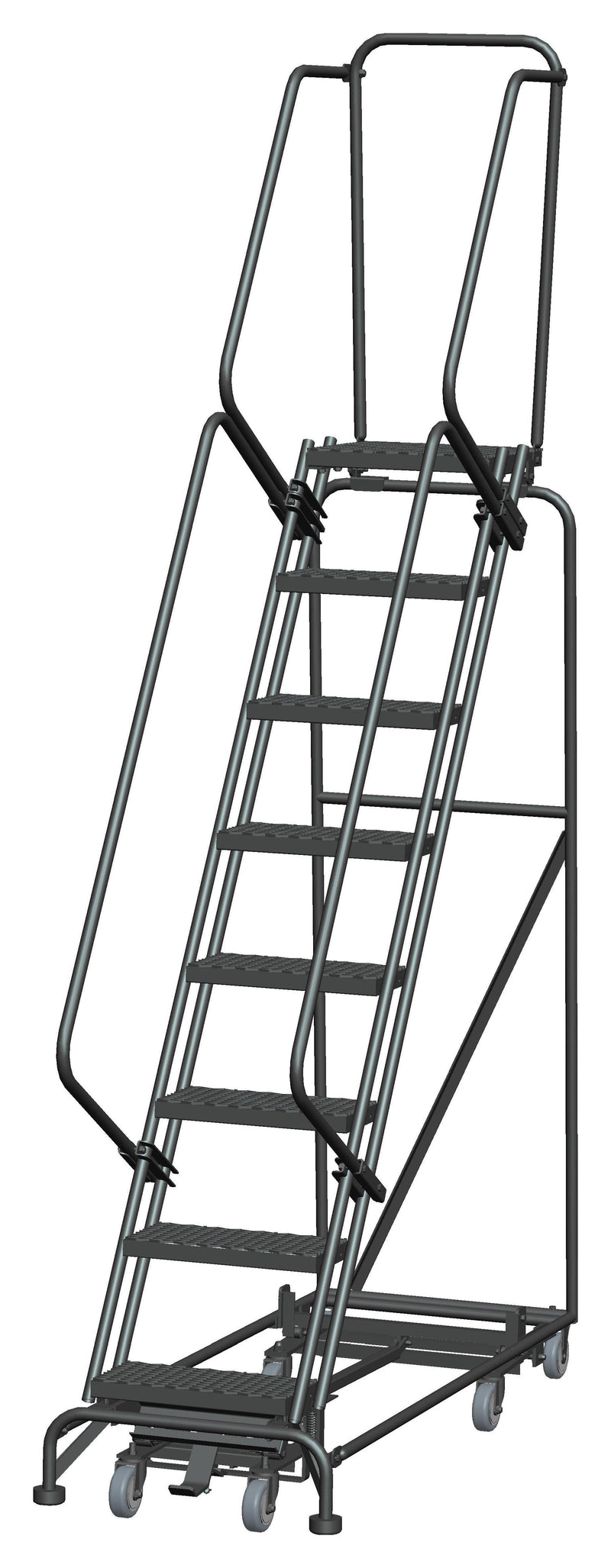 Rolling Ladder - Weight-Actuated, All Direction - 8 Step, Handrails - Ballymore