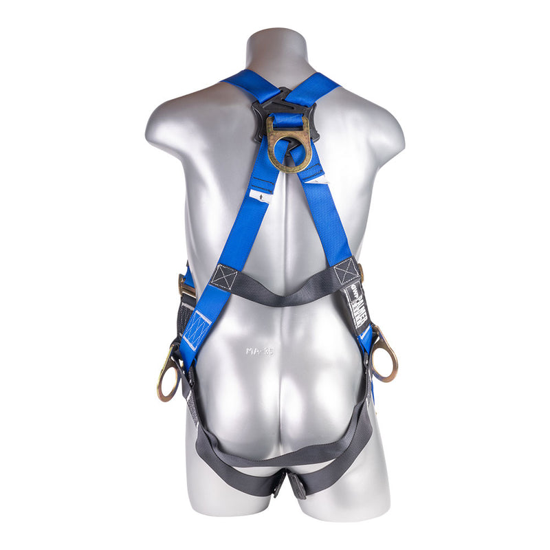 Safety Harness, 5 pt, Pass Through Leg Straps, Back D-Ring