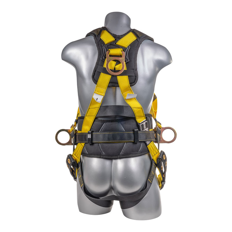 Safety Harness, 5pt, Dorsal D-Ring, Hip D-Ring, Tongue Buckle Leg Straps, Removable Tool Belt