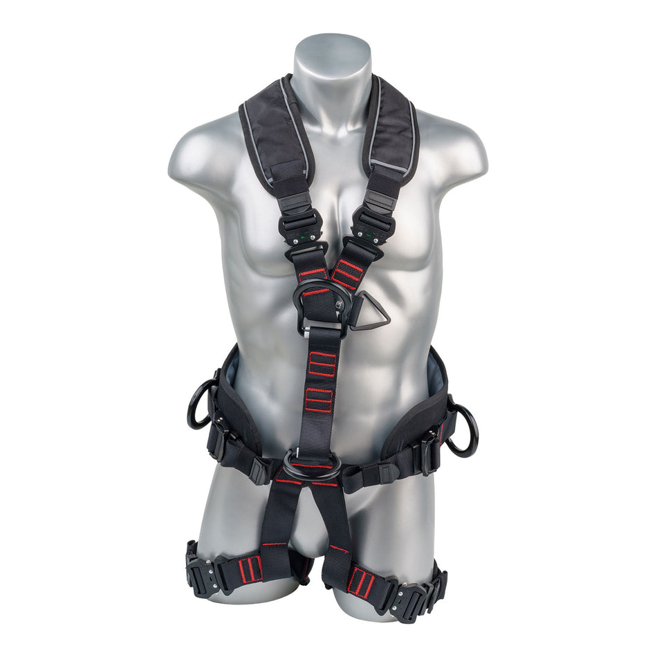 Safety Harness, 5pt,  Padded Legs Sewn In, Dorsal D-Ring, Side D-Rings, 2 Front D-Rings - Palmer Safety