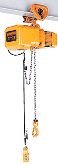 1 ton Electric Chain Hoist w/ Manual Trolley - Harrington NERP - Single Speed 230/460v Three Phase