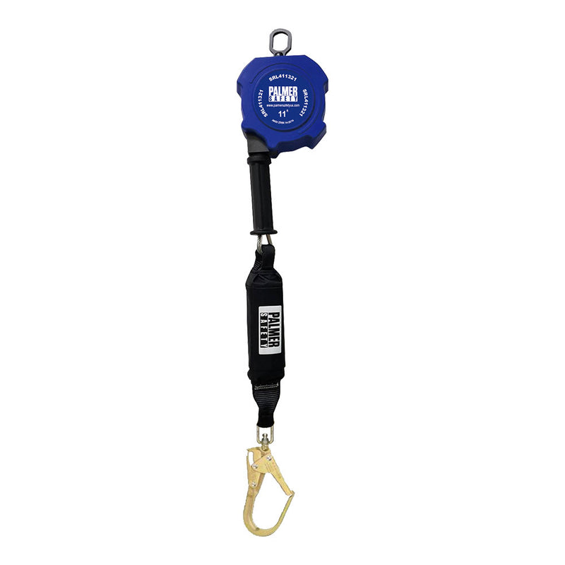 11 ft Self-Retracting Lifeline, Galvanized Cable w/ Rebar Hook - Palmer Safety