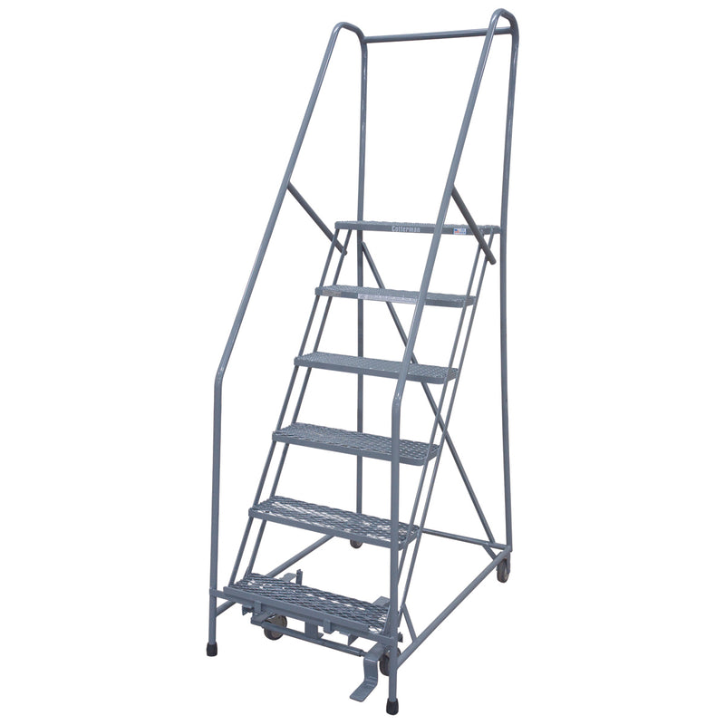 Rolling Ladder - Series 1000 - 6 Step, Handrails - Cotterman