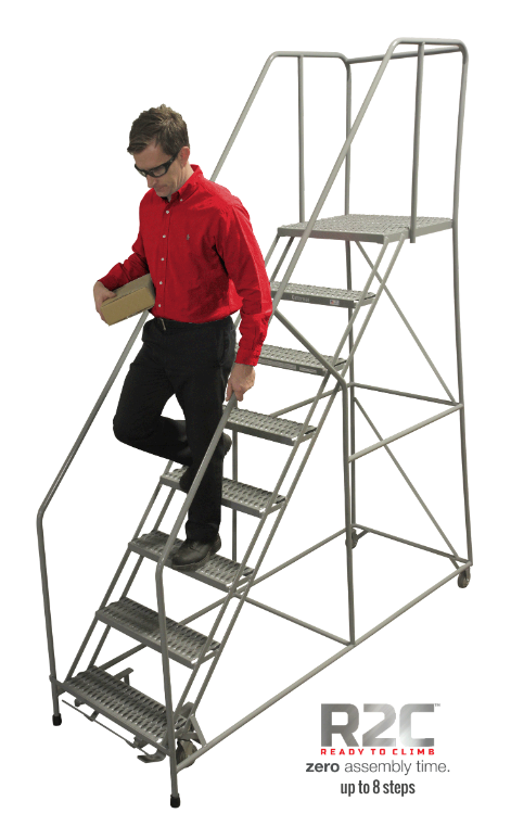 Rolling Ladder - Series 1200 - 7 Step, Handrails - Cotterman