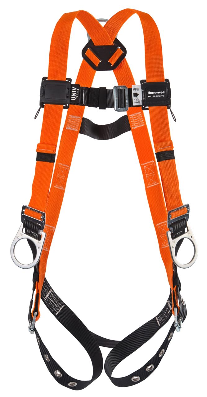 Titan II Non-Stretch Harness - Tongue Buckle Legs, Mating Buckle Chest - Back & Side D-Rings - Miller