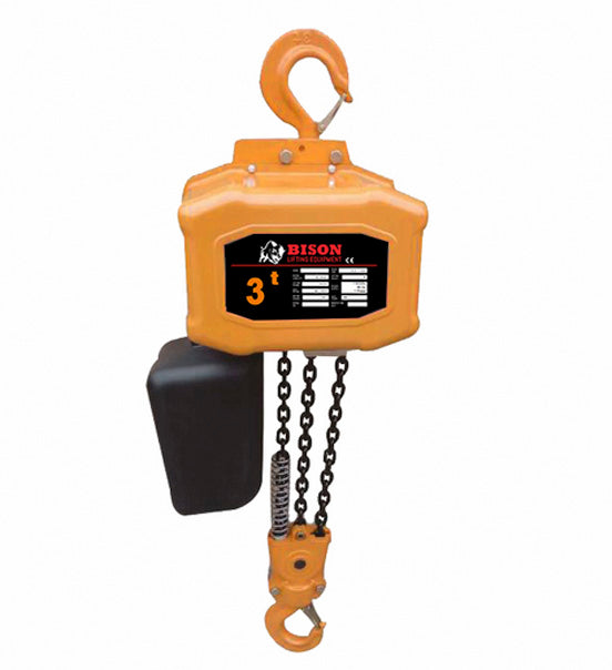 3 ton Electric Chain Hoist - Bison Lifting - Single Speed, Single Phase, 20' Lift